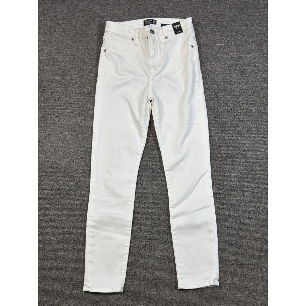 Abercrombie & Fitch Women's High Rise Ankle White Denim Jeans Size 24/00 NEW